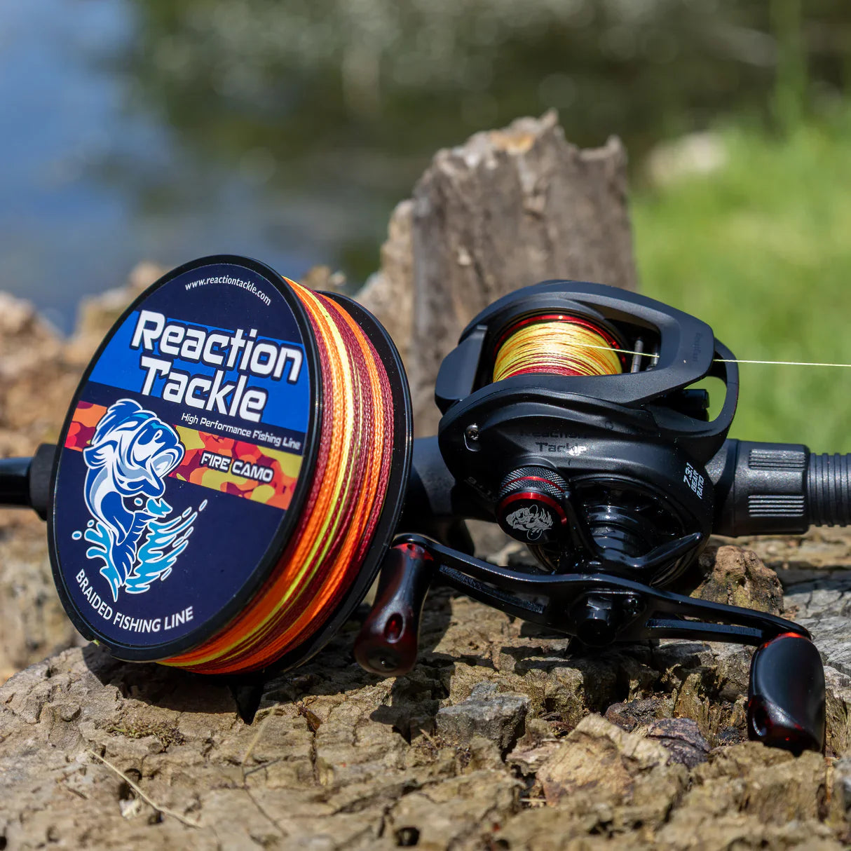 Reaction Tackle Braided Fishing Line - Fire Camo